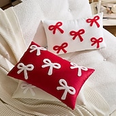 abordables Coussins, inserts et housses-Housse de coussin décorative en velours pour la Saint-Valentin, avec un joli nœud papillon, idéale pour le canapé. Style tendance, douce et moelleuse, parfaite pour le salon et la chambre.