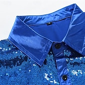 billiga herrskjorta med knäppning-Herr Skjorta Sommarskjorta Casual skjorta Strandskjorta Knapp upp skjorta Blå Purpur Långärmad Ensfärgat Kavajslag Dagligen Semester Paljett Kläder Mode Ledigt Bekväm