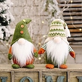  Paquete de 2 muñecos de gnomo hechos a mano para el Día de San Patricio, decoración de elfo navideño, gnomo nórdico de peluche, decoración para escaparates de casas navideñas.