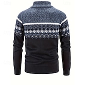 economico Maglioni Cardigan da uomo-Per uomo Felpa Cardigan Maglione con Zip A Coste Maglia Top Regolari Lavorato a maglia Geometrico Collo Alto Neutro Moda Casuale Abbigliamento quotidiano Abbigliamento Autunno Inverno Blu Grigio