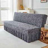 halpa Futon sohva kansi-2 eri kokoa hameen helmatyylinen jacquard-kangas käsinojaton vuodesohvan päällinen sohvan uudenvuoden koristepäälliset joustava suoja joustava penkin päällinen