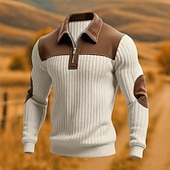 halpa Peruspuserot-Miesten College Pullover-huppari Quarter vetoketjullinen collegepaita Ribattu neulos Musta Armeijan vihreä Laivaston sininen Khaki Harmaa Pystykaulus Tavallinen Tilkkutäkki Textured Kausaliteetti