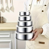 billige Kjøkkenoppbevaring-5 stk. fargekodede lokk lufttett matoppbevaringsbeholdersett med lokk - kraftige stabelbare spiskammersorganisatorer, plassbesparende kjøkken &amp;kjøleskapsbeholdere for matlaging, rester, frukt,