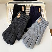 billige Skjerf og hansker til herrer-Herre 1 par Vinterhansker Strikkede hansker Fingerløse hansker Sport Mote Sport og friluft Hansker Hold Varm Helfarge Høst Svart Navyblå Lysegrå Mørkegrå