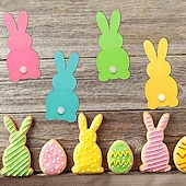 baratos Easter-12pcs Easter Bunny Utensil Cutlery Holders Pouch Bags Felt Silverware Holder Bag Utensil Sleeve for Knife Forks Easter Table Decoration Wedding Birthday Party, Pink Blue Green Yellow