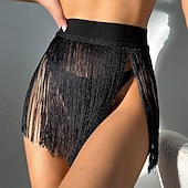 tanie Dół od bikini-Damskie Stroje kąpielowe Dół bikini Spódnica Kostium kąpielowy Dół z frędzlami Urlop Stroje plażowe Jednokolorowe Bez rękawów Kostiumy kąpielowe