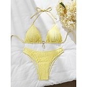 cheap Bikini Sets-Women's Bikini 2 Piece Swimsuit Skirt Slim Backless Vacation Beach Wear Solid Color Halter Neck Sleeveless Bathing Suits