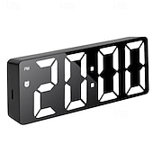 Недорогие Декоративные огни-цифровые часы, светодиодные зеркальные часы, большой зеркальный таймер с дисплеем, бесшумные светящиеся будильники с отображением даты и температуры, современный декор для дома, настольные украшения