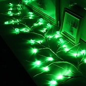 お買い得  電池式-聖パトリックの日、アイリッシュクローバーライト（1.8m、45LED、AAA8電池ボックス付き）、屋内、寝室、リビングルーム、ダイニングルーム、パーティー、お祭りの雰囲気作り、装飾小道具