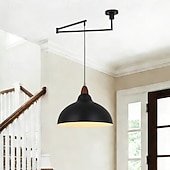 お買い得  ドラムとコーンのデザイン-LEDペンダントライト工業用ペンダント照明器具スイングアームハンギングライト、調節可能なドーム天井ペンダントライト、ダイニングルーム、リビングルーム用、ブラック/ホワイト