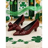 Gröna damklackade slingback-klackar i konstläder med rosett – snygga och bekväma stilettklackar för St. Patrick's Day-firanden, fester och högtider