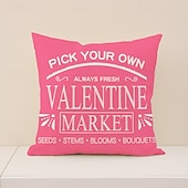 cheap Textured Throw Pillows-Valentine's Day Set Pillow Linen Plaid Print Heart Design Waist Cushion Decorative Throw Pillow Sofa Cover for Living Room Home Decor Bedside Cushion