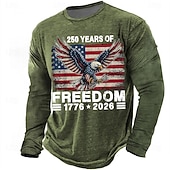 levne Patriotických 250 triček-4. července 2026 250. pamětní den Pánské 3D potisk US vlajka crew neck dlouhý rukáv tričko casual každodenní