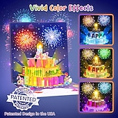 tanie Dekoracyjne światła-kartki urodzinowe fajerwerki wyskakujące ciasto dmuchane światło i muzyka kartka urodzinowa prezenty dla kobiet mężczyzn mamy dzieci