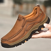 ieftine Pantofi casual slip-on-Teniși bărbătești maro din piele întoarsă și piele ecologică, cu design respirabil – încălțăminte sport și rezistentă, perfectă pentru activități în aer liber, alergare și ținute casual