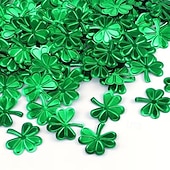 150 db Szent Patrik-napi lóhere konfetti dekoráció, zöld metálfólia lóhere asztali konfetti csillámos szerencsés lóhere lóhere flitter Szent Patrik-napi parti otthoni dekorációhoz, 100 g