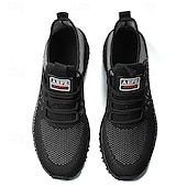 abordables Baskets Décontractées-Chaussures de course noires en mesh pour hommes – baskets athlétiques légères avec tige respirante, idéales pour la course, la salle de sport et les activités sportives.