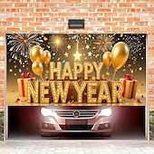 זול באנרים של гараז' ודלת-ראש השנה גוֹבּלֶן כיסוי דלת מוסך תלייה גדולה שנה טובה 2026 זיקוקין סגנון חמוד 3D מסיבה חוץ חג רקעים לצילום יארד עיצוב הבית