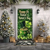 cheap Garage &amp; Door Banners-St. Patrick's Day Posters Door Cover Outdoor Banners Gold coin Green Hat Shamrock Cute 3D Party Dorm Teens Room College Dorm Guys Man Cave Frat Bedroom Shooting Backgrounds Home Decor