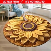 ieftine Covorase de zonă-Covor de zonă cu imprimeu plat 2D, seria floarea-soarelui, covor din catifea cristalină pentru sufragerie, canapea, masă de cafea, dormitor, noptieră, dressing, husă decorativă moale pentru podea