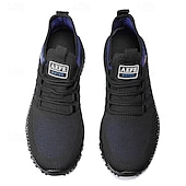 abordables Baskets Décontractées-Chaussures de course noires en mesh pour hommes – baskets athlétiques légères avec tige respirante, idéales pour la course, la salle de sport et les activités sportives.