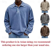 voordelige Klassieke polo voor heren-SoftFade™ Heren Polo Casual Zakelijk Lapel Lange Mouw Comfortabel Kantoor Effen  Effen Kleur Knopen Lente  Zomer Robijns Eieren Blauw Violet Zwart Roze Khaki
