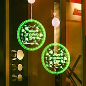 お買い得  装飾ライト-アイルランドの聖パトリックの日の飾り、LED吊り下げライト、22/24cmのシャムロック &amp;レプラコーンの帽子の吸盤ライト、屋内ドア、窓、壁、パーティー、休日の装飾、単4電池ボックス付き