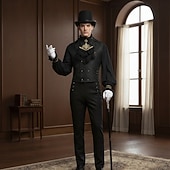 Χαμηλού Κόστους Ενδύματα-Σετ Πανκ &amp; Γκόθικ Μεσαίωνα Jachetă Φράκο Πουκάμισο Μακριά Μανίκια Vampires Ευγενής Φανταχτερή Φόρεμα Ανδρικά Φαντασία βασιλικός Steampunk Χριστούγεννα Απόκριες Επίδοση Σκηνή Ρεν Φερ Ενήλικες