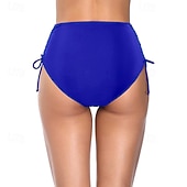 Χαμηλού Κόστους Μπικίνι σλιπ-Γυναικεία Μαγιό 2 κομμάτι Προκλητικό Μαγιό Κορδόνι Διακοπές Ρούχα παραλίας Συμπαγές Χρώμα Αμάνικο Μαγιό