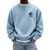 economico Felpe 3D da uomo-Per uomo Grafico Lupo Felpa Manica Lunga Felpe Girocollo Classico Athleisure Quotidiano Casa Autunno Inverno Blu Nero Verde Abbigliamento progettista Stampa Grafica S M L XL 2XL 3XL