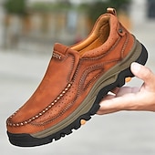ieftine Pantofi casual slip-on-Teniși bărbătești maro din piele întoarsă și piele ecologică, cu design respirabil – încălțăminte sport și rezistentă, perfectă pentru activități în aer liber, alergare și ținute casual