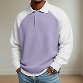  Férfi Gofris pólóingek Szabadtéri Hétköznapi Hajtóka Hosszú ujj Divat Modern Tömör szín Kötött Tavasz & Ősz Minden évszak Laza öltözet Fekete Sötétkék Bíbor Szürke Világoskék Gofris pólóingek