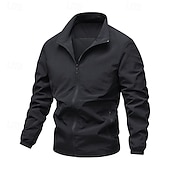 economico Giubbotti Casual-Per uomo Giacca Leggera Giacca Casual Casuale Quotidiano Sport Tasca Primavera Autunno Semplice Streetwear Elegante Collo alla coreana Regolare Nero Blu marino Cachi Verde militare Grigio scuro Giacca