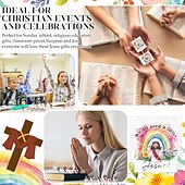 economico Pasqua-Set da 25 figure di Gesù ti ama con biglietto regalo di Pasqua, Gesù tascabile con biglietti di benedizione per nascondino, scuola domenicale religiosa cristiana, bomboniere per feste di cresima