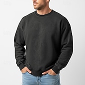 abordables Sudaderas Básicas_-Hombre Sudadera Sudadera Con Capucha Negro Morado Verde Trébol Caqui Café Cuello Barco Cuello Mao Plano De Gran Tamaño Casual Diario Deporte Vintage Ropa de calle Fresco Primavera &amp; Otoño Otoño