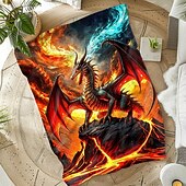 cheap Blankets &amp; Throws-Blanket Fleece Throw Blanket for Couch Dragon Gift Classic 3D Fantasy Sofa Bed Decorative Warm Blanket Home Decor