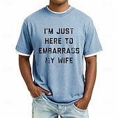 Είμαι απλώς εδώ για να ντροπιάσω τη γυναίκα μου, αστεία λόγια, άνδρες, γραφικό, μπλουζάκι, πλυμένο βαμβακερό μείγμα, ρετρό μπλε, μπλουζάκι ringer, αστεία φάρσα, σύζυγος, δώρο, ρούχα, ενδύματα, s m, m,