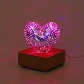 ieftine Lumini decorative-1 buc lampă de noapte cu artificii de dragoste 3D alimentată prin USB 11 * 9cm decorativ pentru dormitor living dining atmosferă pentru capul de pat lumini decorative cadouri