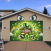 abordables Tapices de vacaciones-Fondo de tapiz festivo del día de San Patricio, diseño de trébol y sombrero de duende, decoración de pared de celebración alegre, colgante con temática irlandesa para el día de San Patricio.