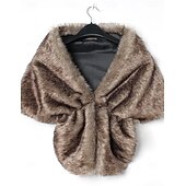 cheap Faux Fur Wraps-Faux Fur Wraps Women's Wrap Elegant Sleeveless Faux Fur Wedding Wraps With Pure Color For Party Fall