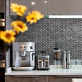 abordables Pegatinas de pared-Azulejos autoadhesivos de mármol para salpicadero, 10 hojas, para cocina, lavadero, caravana, alquiler, 12 x 12 pulgadas