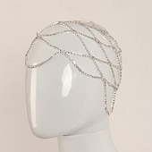 Недорогие Аксессуары для танцев-Элегантный драпированный головной убор с сияющими стразами от Samba - серебряная цепочка для волос с кристаллическим плетением головной убор для вечеринок фестиваля Coachella