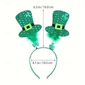  6 diademas para el Día de San Patricio, mini sombreros verdes con plumas para festivales irlandeses. &Lentejuelas, accesorios de fiesta de trébol para mujeres y niños, disfraz del Día de San Patricio