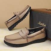 baratos Mocassins casuais-Mocassins masculinos leves e fáceis de calçar, em couro sintético respirável – calçado prático para uso casual, no escritório e no dia a dia.