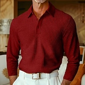  Herren Waffel-Poloshirts Textur Straße Lässig Revers Langarm Basic Modern Einfach Texture Knöpfe Frühling Herbst Ganzjahres Normale Passform Blau grau Schwarz Weiß Gelb Rot Grau Waffel-Poloshirts