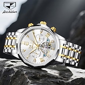 halpa Mekaaniset kellot-OLEVS miesten automaattikello nahkahihna kalenteri luurankokellotaulu trendiklassikko vedenkestävä Moonswatch rannekello 7009