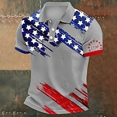  4 luglio 2026 250° Per uomo Bandiera Americana Polo Manica Corta Magliette polo Bavero Casual Athleisure Abbigliamento quotidiano Abito da festa Stampa 3D Bottoni Estate Blu Bianco Giallo