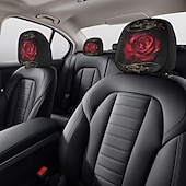 cheap Slipcovers-2pcs Cute Flower Love Heart Print Headrest Covers, Valentine's Day Heart-Eyed Girl Car Headrest Protector, Interior Decor, No Filling, Easy to Install and Wash, Suitable for Long-Distance Travel Naps