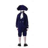  250th Anniversary USA Rococo Baroque Outfits Long Sleeves George Washington Alexander Hamilton Colonial Fancy Dress Boys' Carnival Independence Day 4th of July Kid's Coat Pants Collar