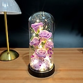 olcso Dekoratív fények-Üveg Rózsa Örökre Örök Kristály Virág Felkeltett Rózsák Üveg Dóm alatt Ajándékok Nőknek Anyának Nagymamának Feleségnek Nővérének